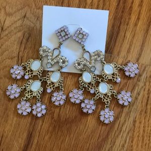 Pink and gold vintage style chandelier earrings